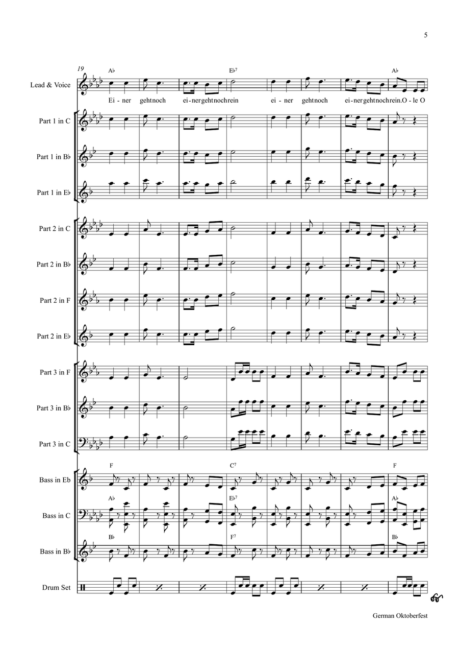 German Octoberfest - 10 Famous German Songs - Multiplay Concert Band scores gallery preview page 5