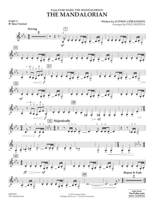 The Mandalorian (from Star Wars: The Mandalorian) (arr Paul Murtha) - Pt.5 - Bb Bass Clarinet