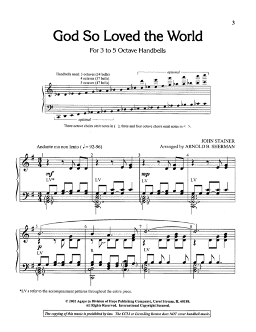 God So Loved the World Handbell Choir scores gallery preview page 3