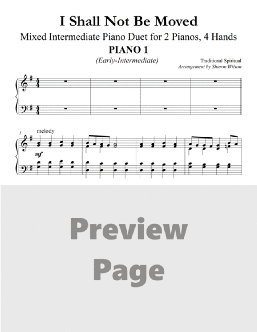 I Shall Not Be Moved (Mixed Level, 2 Pianos, 4 Hands Duet) 2 Pianos, 4-Hands scores gallery preview page 4