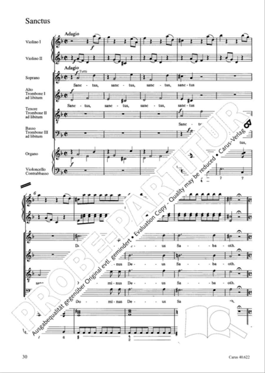 Missa brevis in D minor 4-Part scores gallery preview page 31