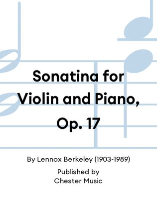 Book cover for Sonatina for Violin and Piano, Op. 17
