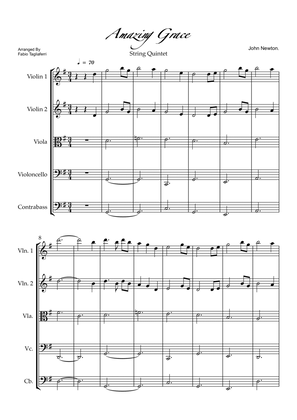 Amazing Grace String Quintet.Full Score And Individual Parts