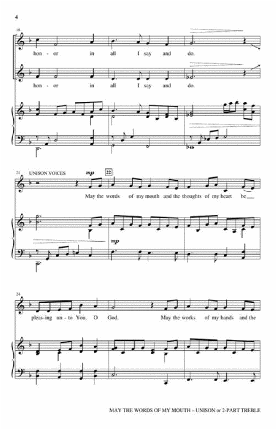 May the Words of My Mouth Unison Choir scores gallery preview page 5