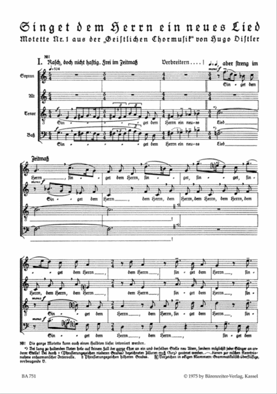 Singet dem Herrn ein neues Lied für vierstimmigen Chor a cappella 4-Part scores gallery preview page 2