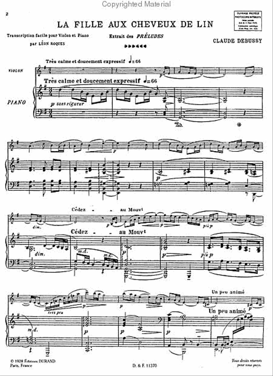 La fille aux cheveux de lin (The Girl with the Flaxen Hair) Piano Accompaniment scores gallery preview page 2