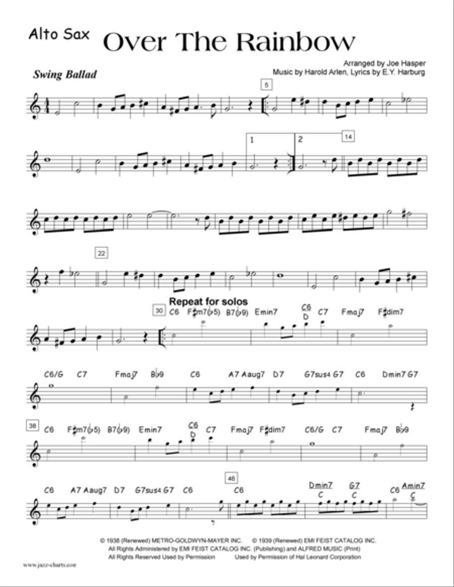 Over The Rainbow (from The Wizard Of Oz) Jazz Ensemble scores gallery preview page 2
