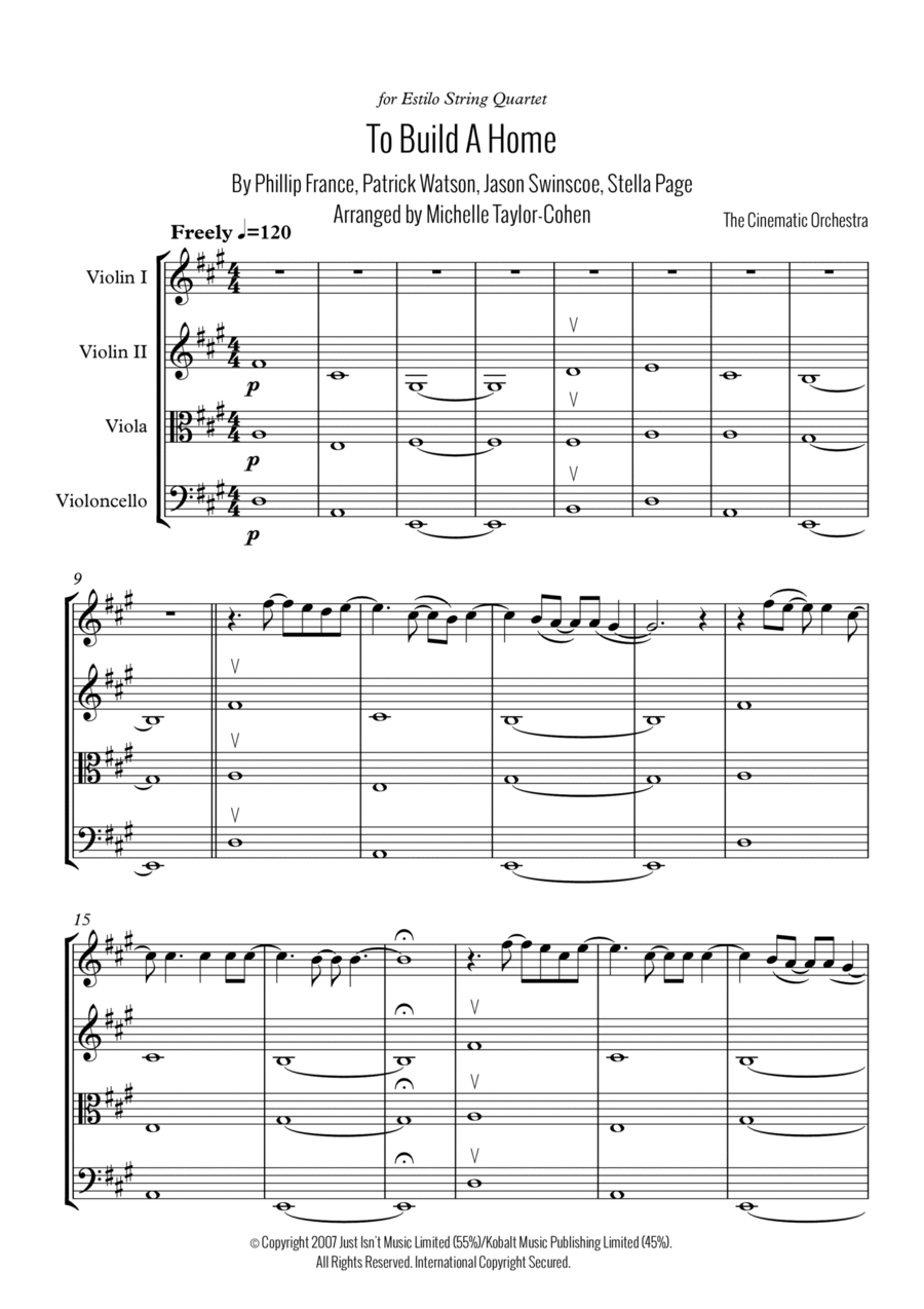 To Build A Home String Quartet scores gallery preview page 1