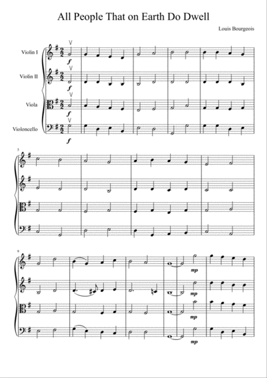 All People That on Earth Do Dwell String Quartet scores gallery preview page 2