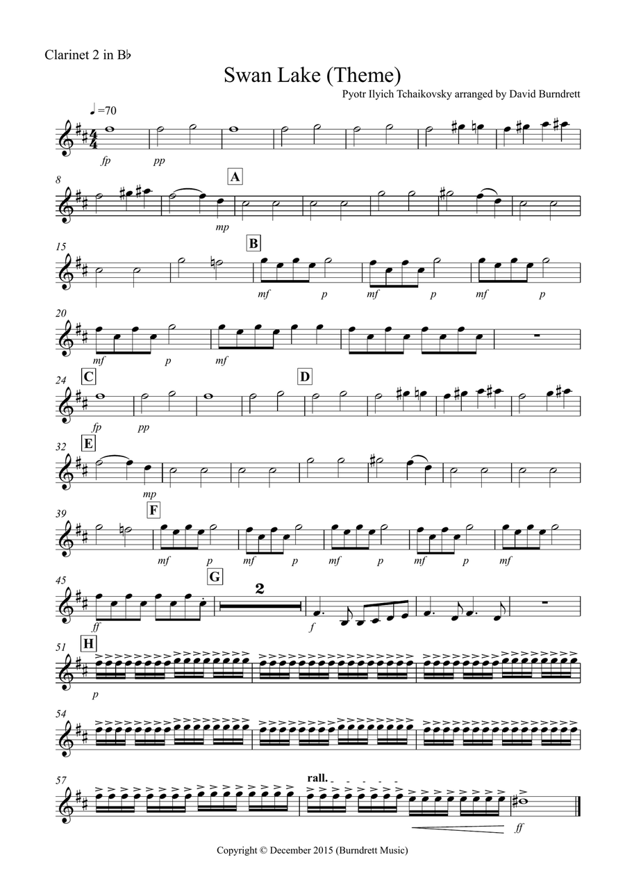 Swan Lake Theme for Clarinet Quartet Clarinet Quartet scores gallery preview page 4