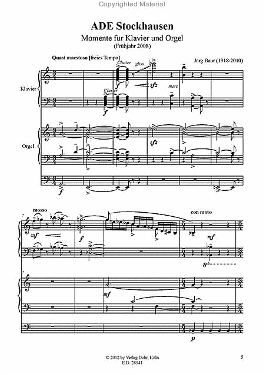 ADE Stockhausen (2008) -Momente für Klavier und Orgel- Piano scores gallery preview page 2