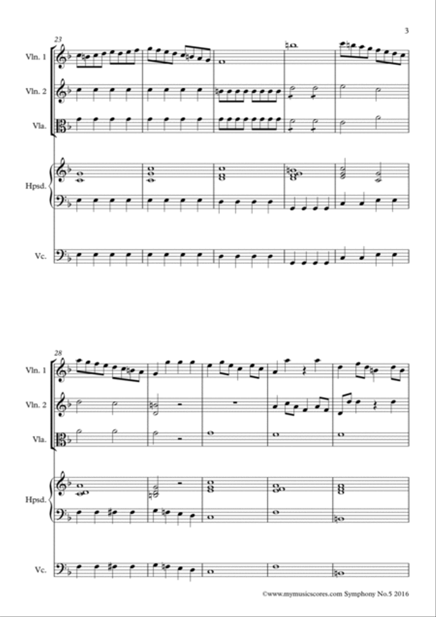 Symphony Op. 1 No. 5 String Orchestra scores gallery preview page 4