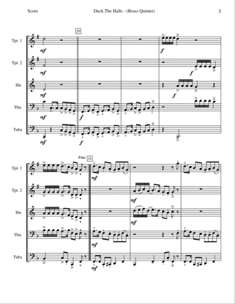 Deck The Halls Brass Ensemble scores gallery preview page 4