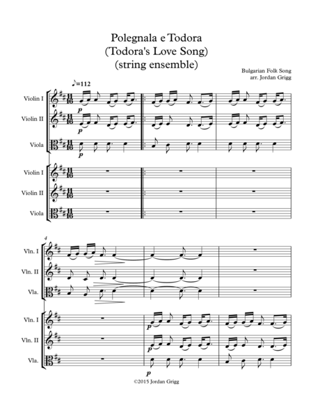 Polegnala e Todora (Todora's Love Song) (string ensemble)