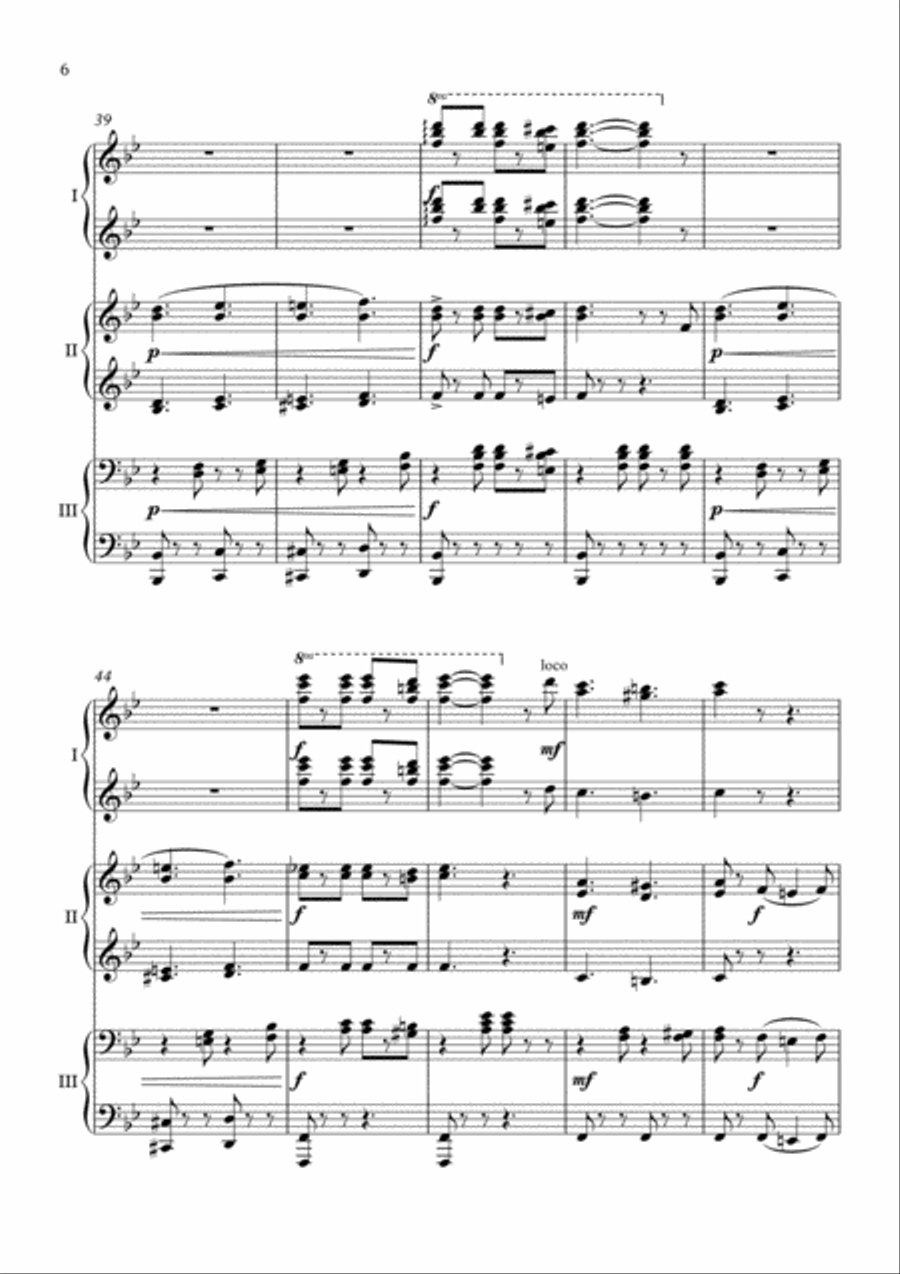 Liberty Bell March arranged for piano 6 hands Piano Duet scores gallery preview page 6