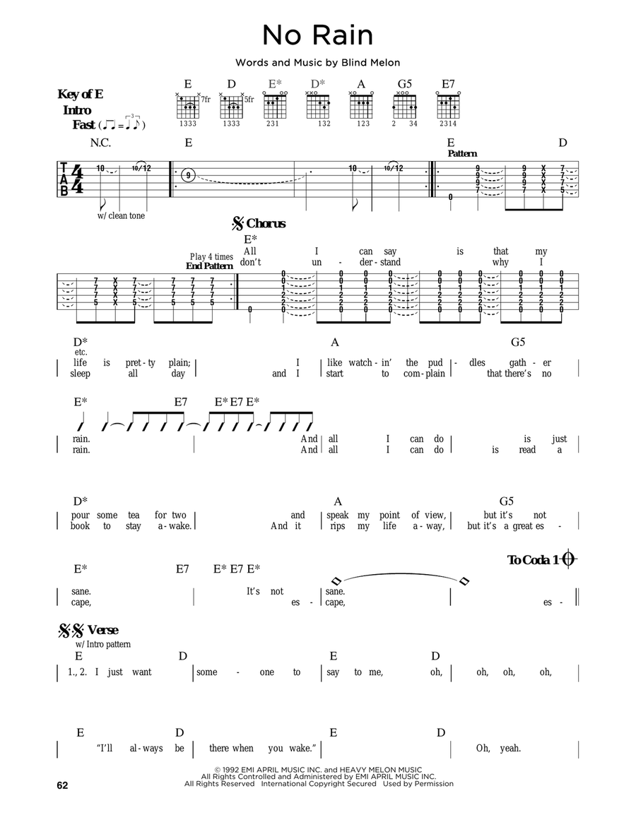No Rain No Rain Electric Guitar scores gallery preview page 1
