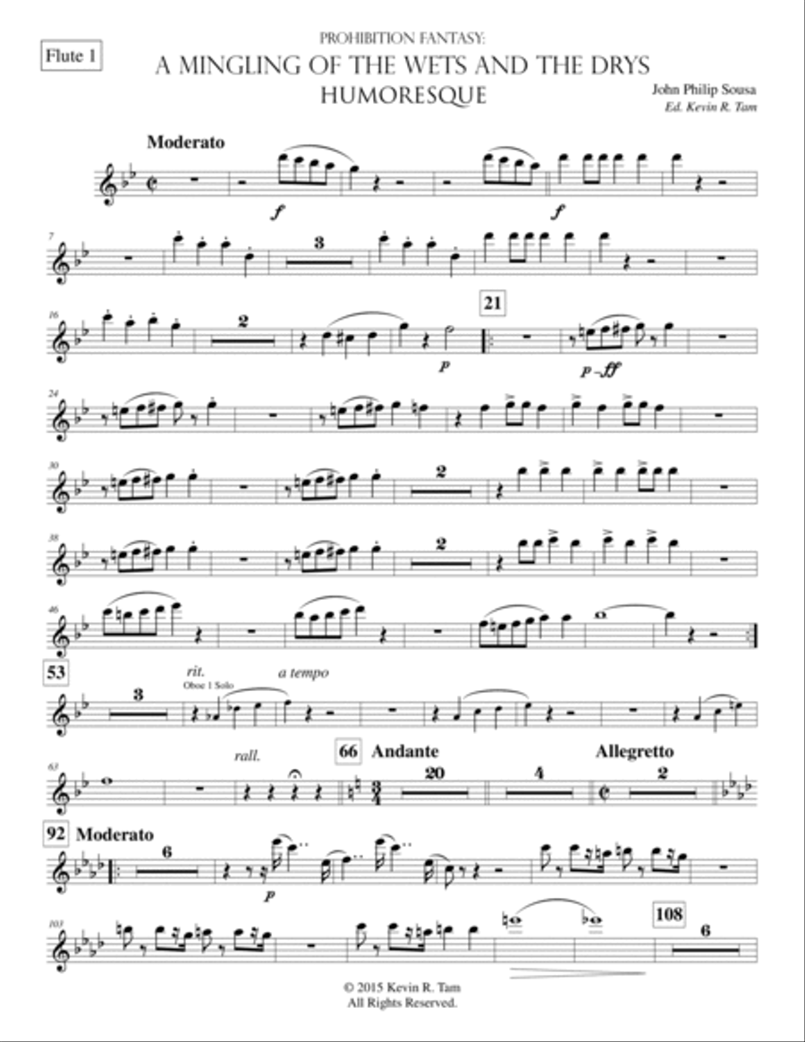 A Mingling of the Wets and the Drys - A Humoresque - Woodwind Parts Concert Band scores gallery preview page 3