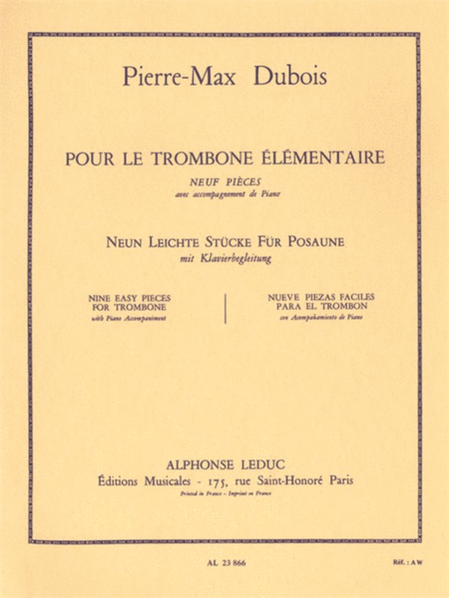 Pour Le Trombone Elementaire (trombone & Piano)
