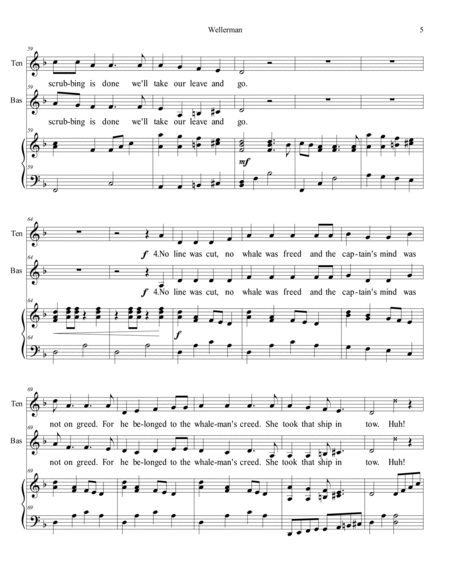 Wellerman - for TB choir and piano - with word changes to save whales in final verse image number null