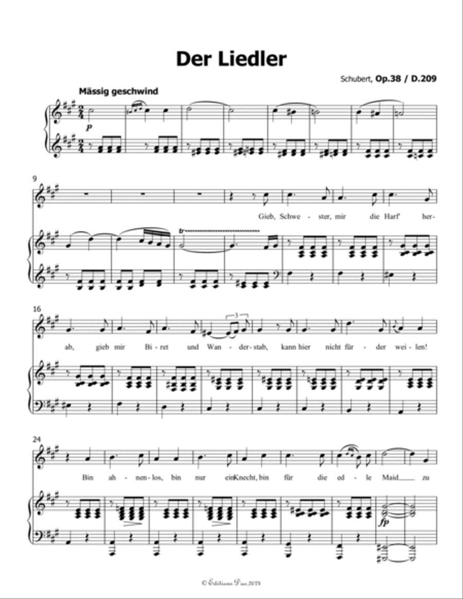 Der Liedler, by Schubert, Op.38(D.209), in f sharp minor Voice scores gallery preview page 3