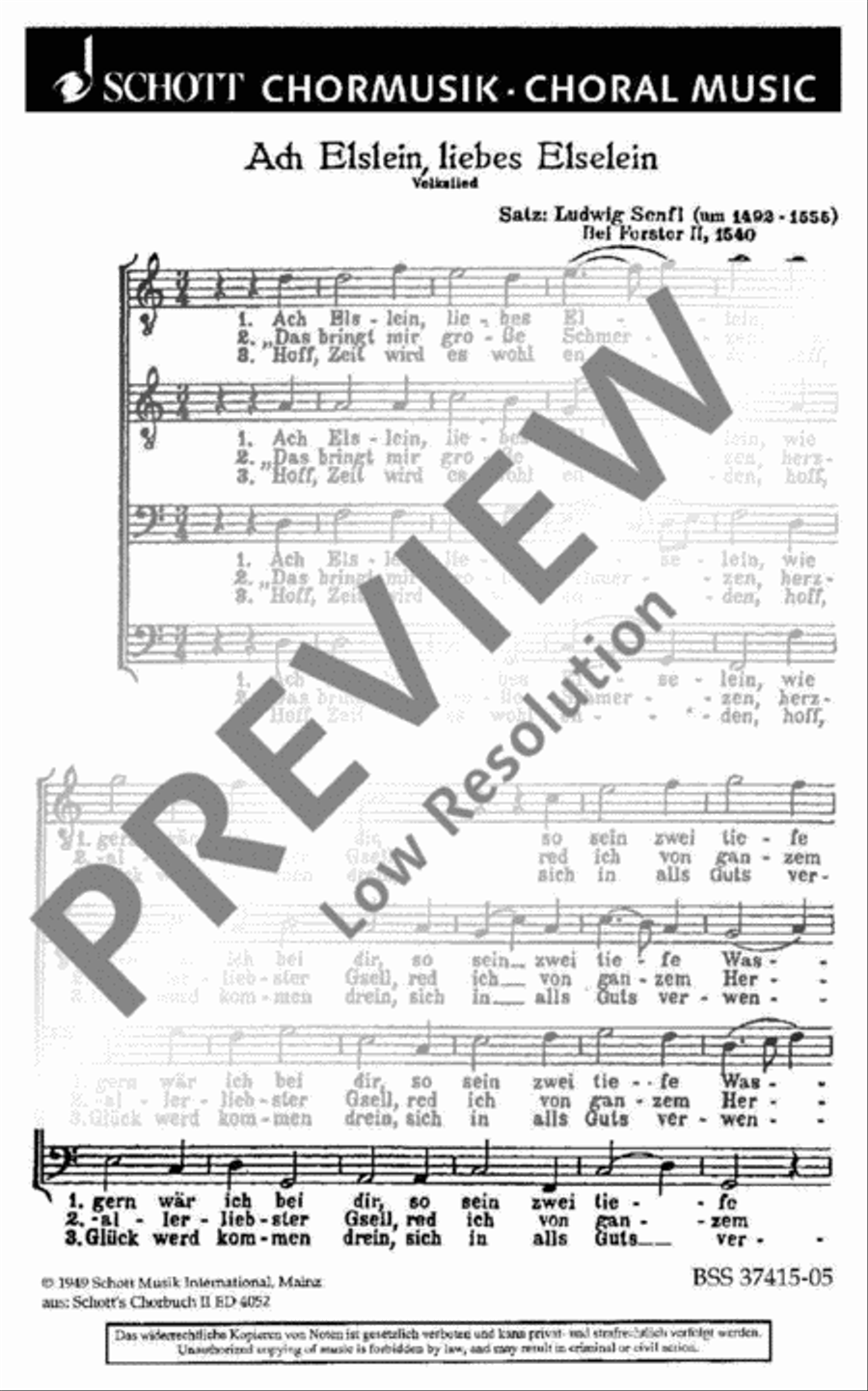 Ach Elslein Men's Choir scores gallery preview page 2