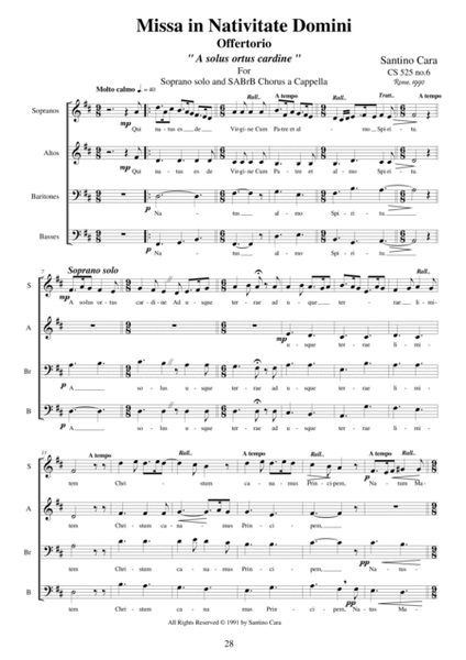 A solu ortus cardine - Offertorium - Missa in Nativitate Domini - Soprano solo and SABrB choir a cap image number null