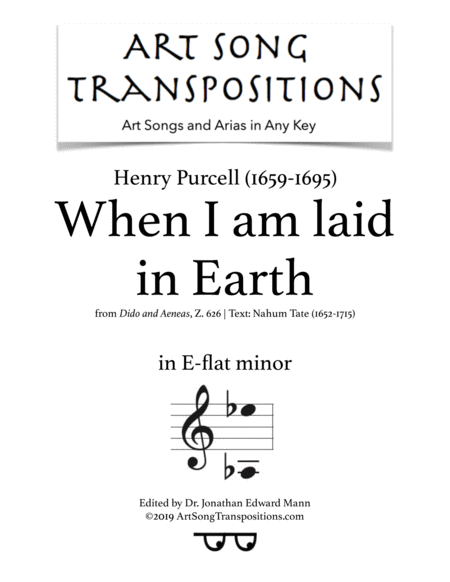 PURCELL: When I am laid in Earth (transposed to E-flat minor)