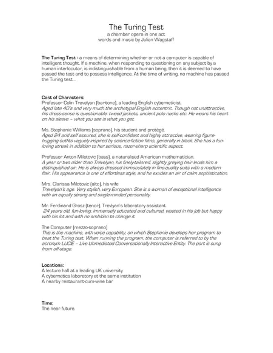 The Turing Test - a chamber opera in 1 act (libretto and piano/vocal score) Small Ensemble scores gallery preview page 4
