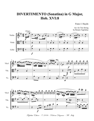 F. J. Haydn. DIVERTIMENTO (Sonatina) in G Major, Hob. XVI-8, Trio string. With parts
