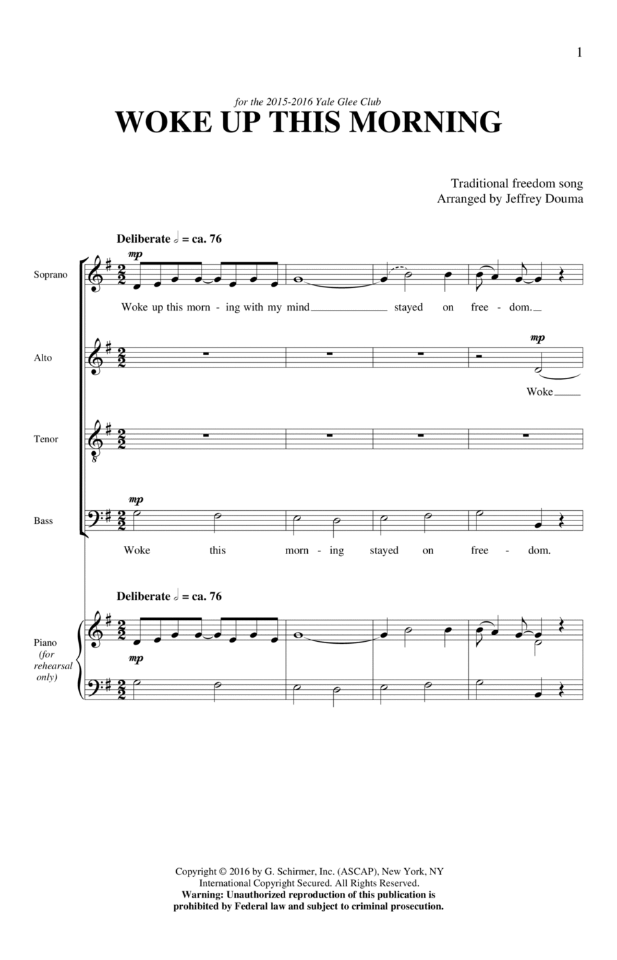Woke Up This Morning Woke Up This Morning 4-Part scores gallery preview page 1