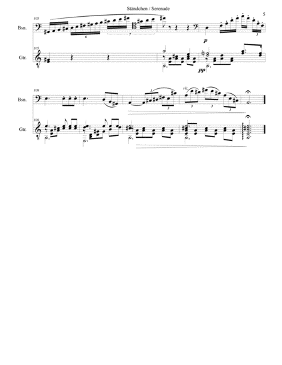 Ständchen (Serenade) (after Theobald Böhm) for bassoon and guitar Bassoon scores gallery preview page 5