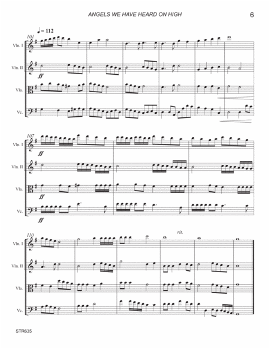 ANGELS WE HAVE HEARD ON HIGH - String Quartet (unaccompanied) - Grade 3 String Quartet scores gallery preview page 6