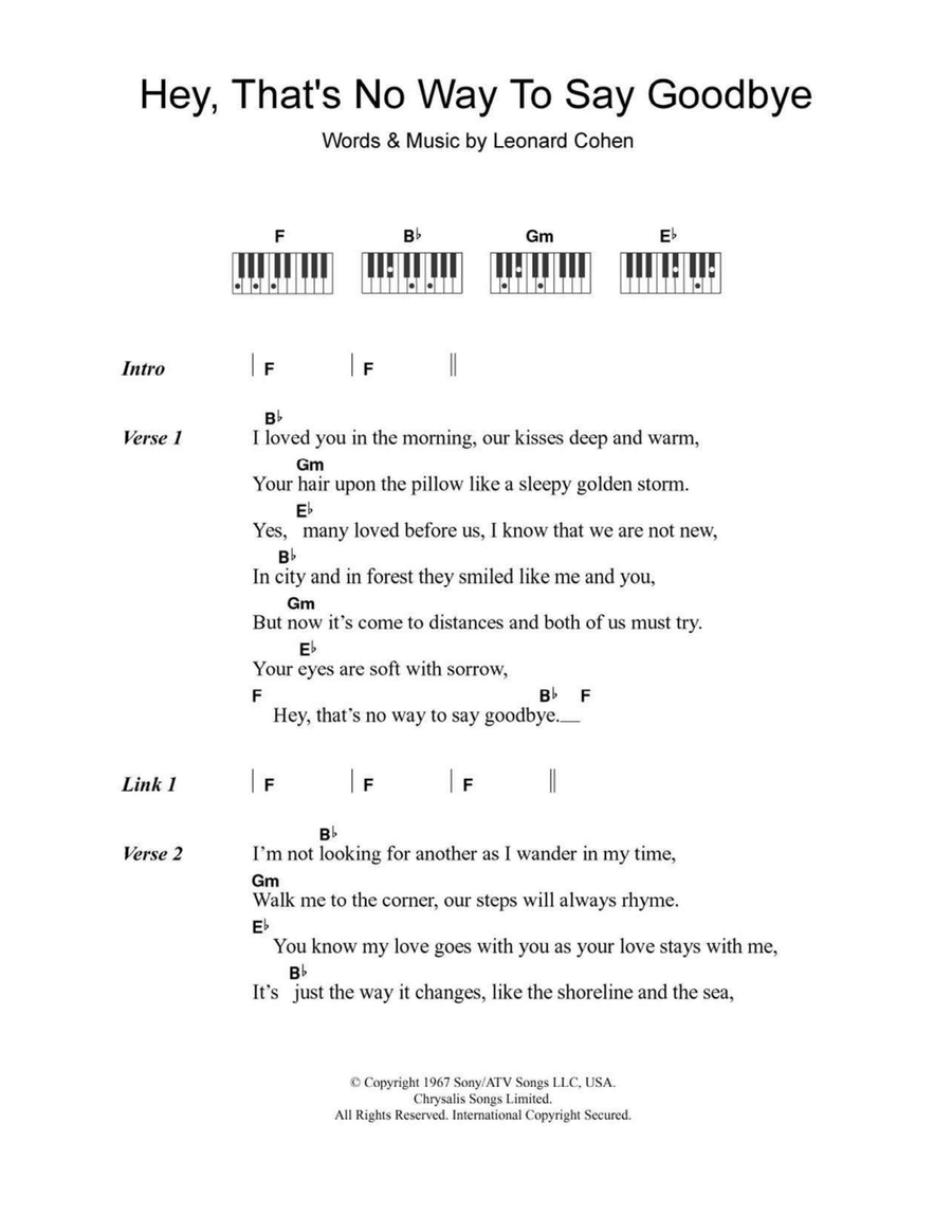 Hey, That's No Way To Say Goodbye Piano scores gallery preview page 1