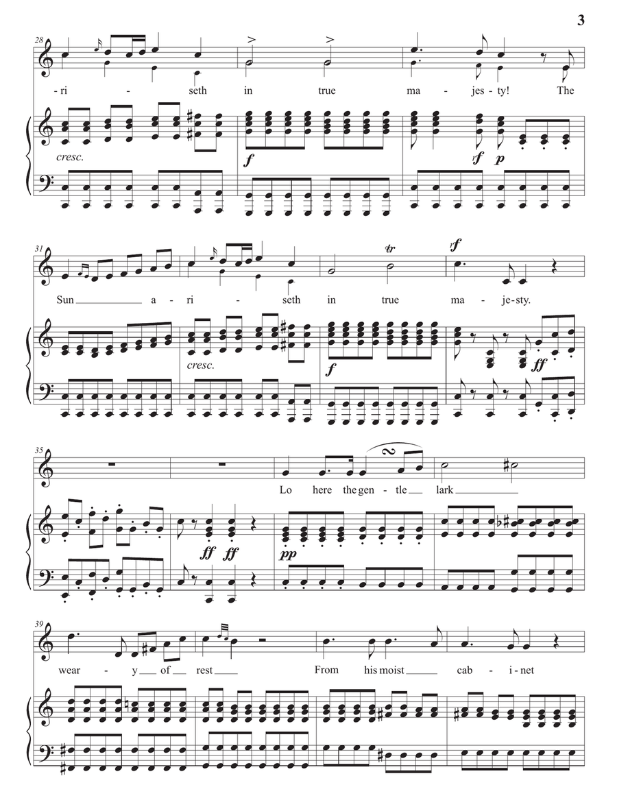 BISHOP: Lo, here the gentle lark (transposed to C major) Voice scores gallery preview page 4