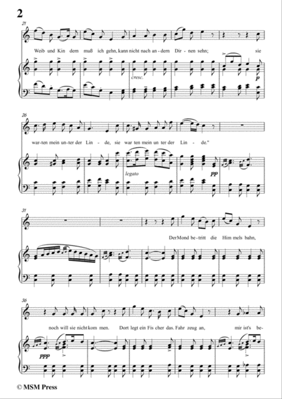 Schubert-Alinde,in C Major,Op.81,No.1,for Voice and Piano Voice Solo scores gallery preview page 4