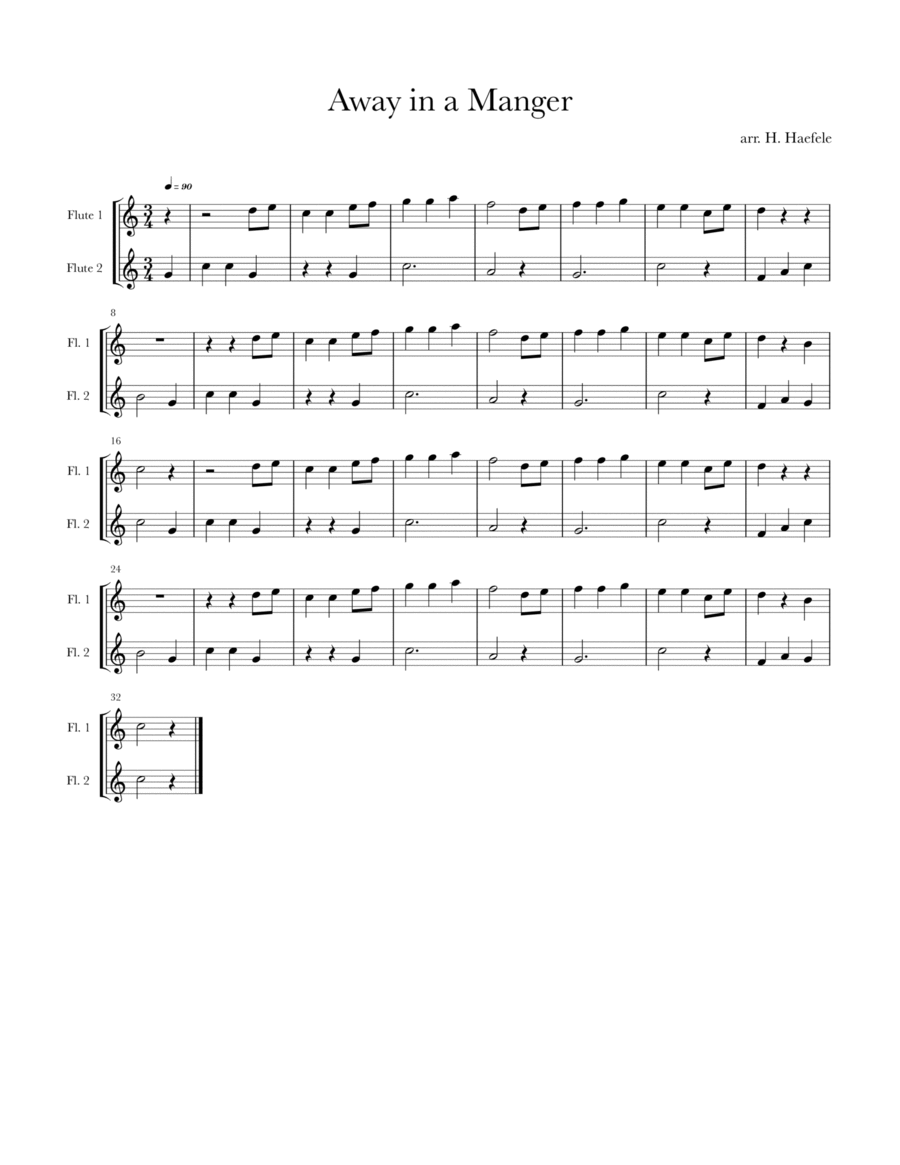 Away in a Manger for Flute Duet image number null