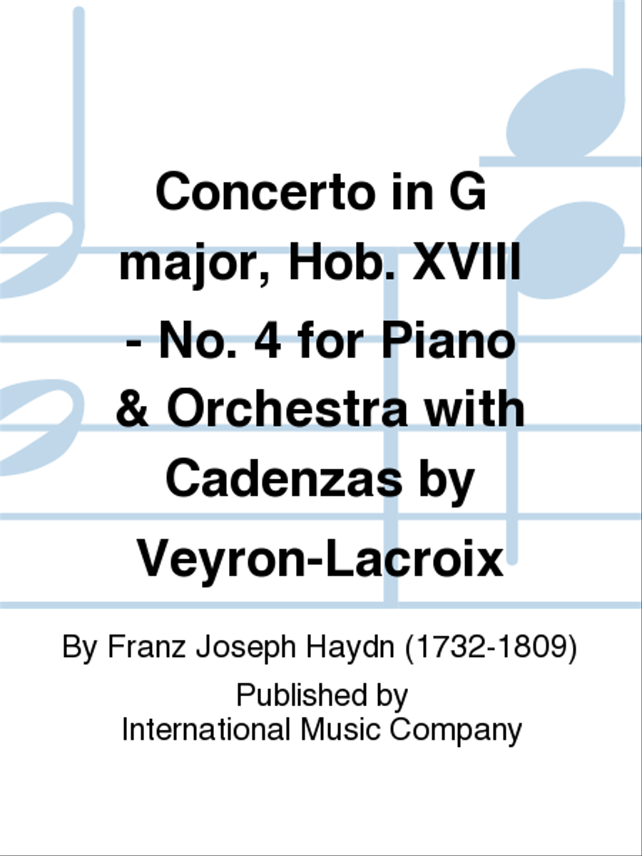 Concerto In G Major, Hob. Xviii: No. 4 For Piano & Orchestra With Cadenzas By Veyron-Lacroix Piano Solo scores gallery preview page 1