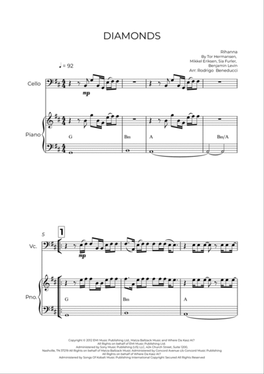 Diamonds Piano scores gallery preview page 2