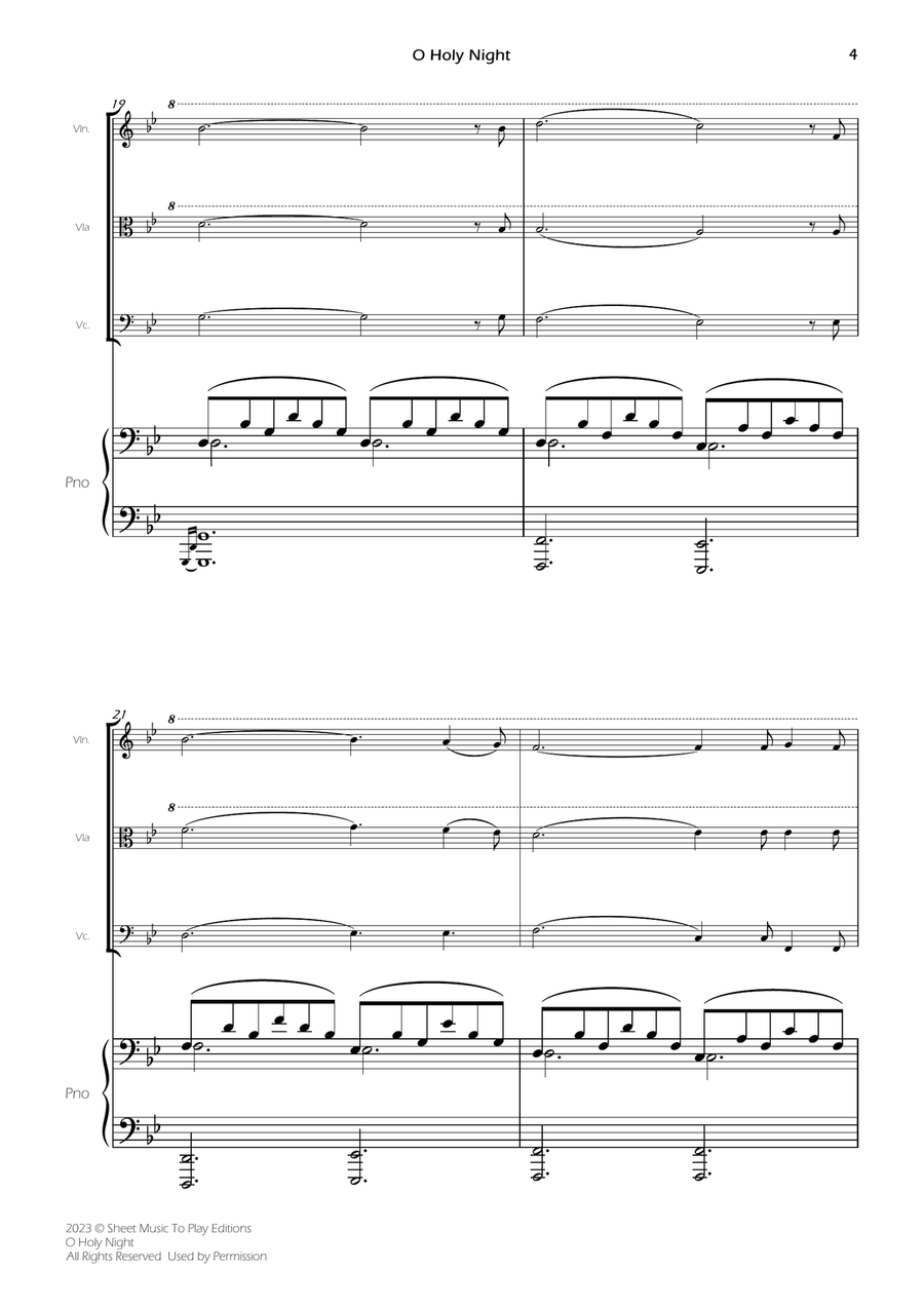 O Holy Night - Piano Quartet (Full Score and Parts) Piano Quartet scores gallery preview page 6