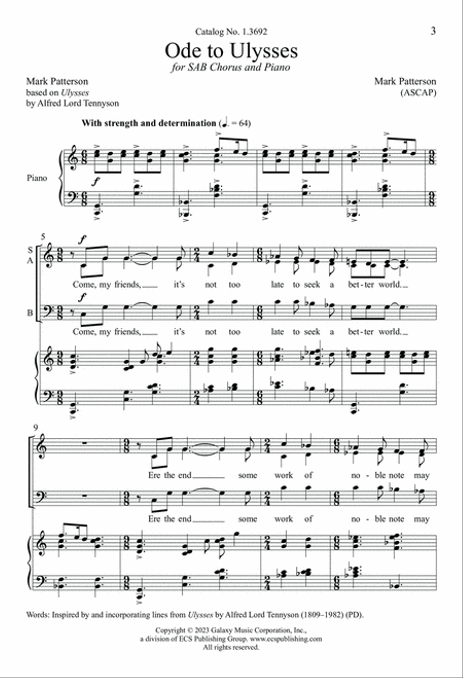Ode to Ulysses 3-Part scores gallery preview page 3