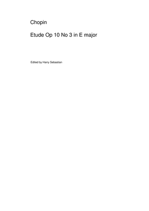 Book cover for Chopin- Etude Op.10 No.3 in E Major( Piano Solo)