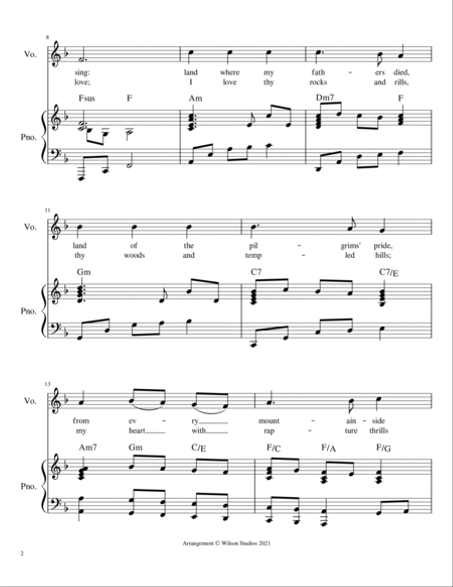 America (My Country 'Tis of Thee)--vocal solo (treble clef) Soprano Voice scores gallery preview page 2