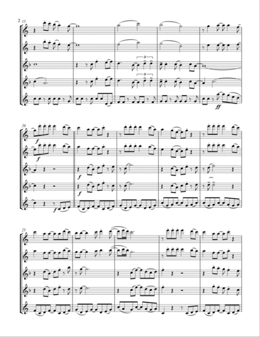 Feliz Navidad Saxophone Quintet scores gallery preview page 3