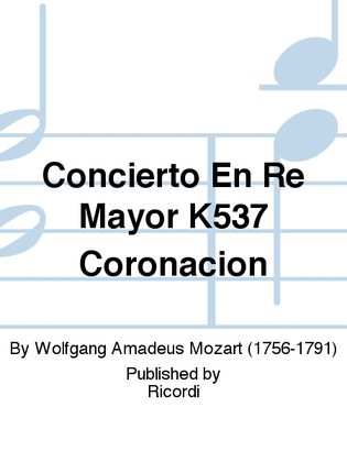 Book cover for Concierto En Re Mayor K537 Coronacion