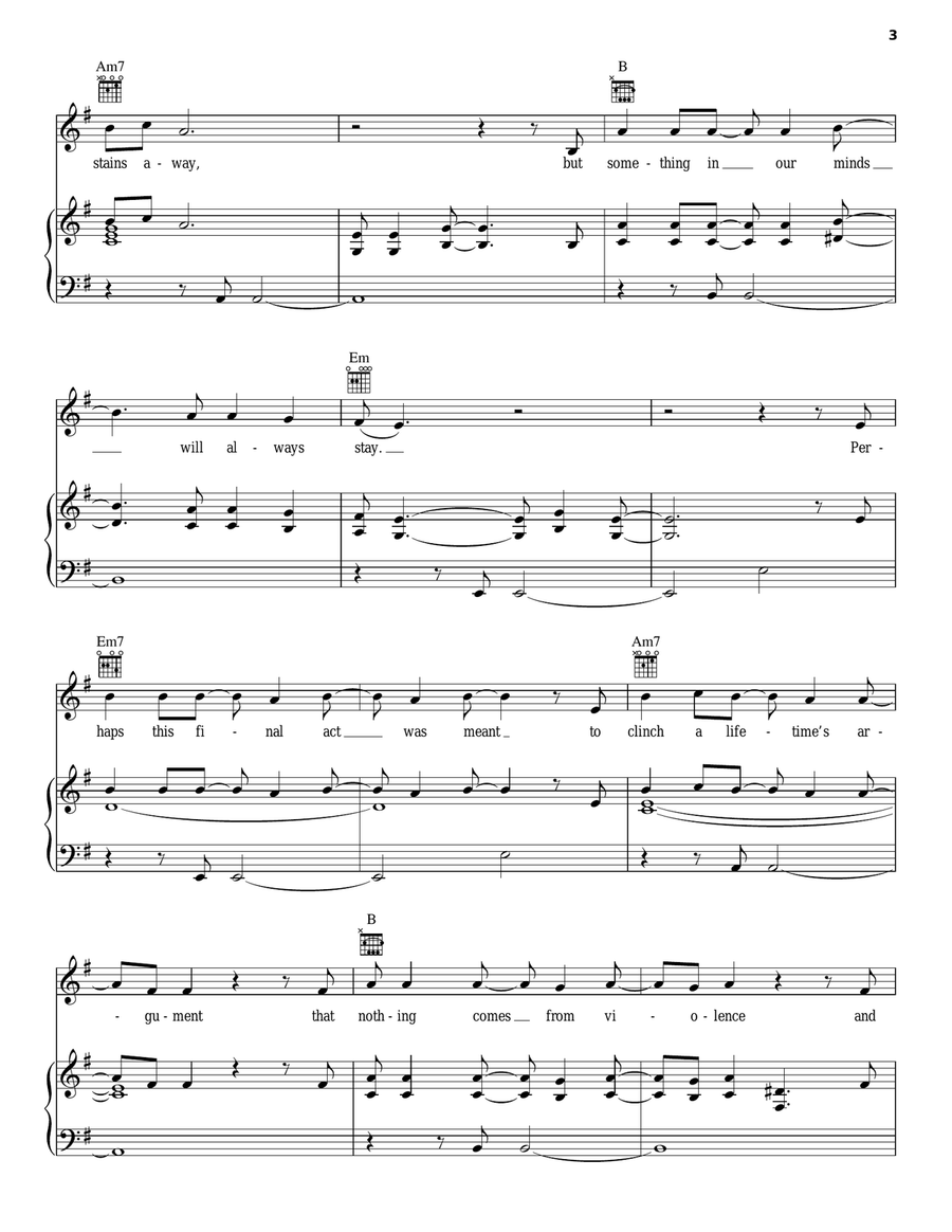 Fragile Piano, Vocal, Guitar scores gallery preview page 3