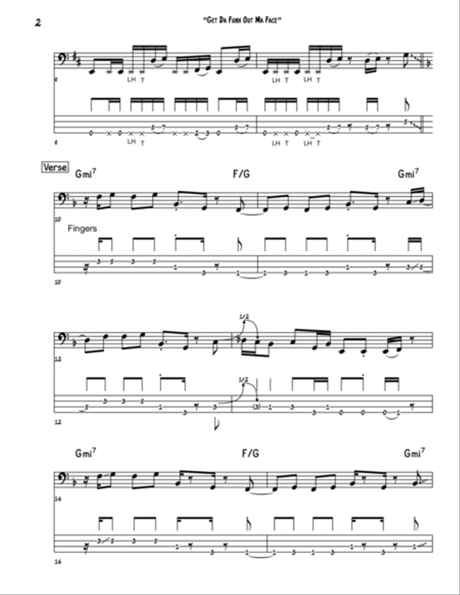 Get Da Funk Out Ma Face Bass Guitar scores gallery preview page 2