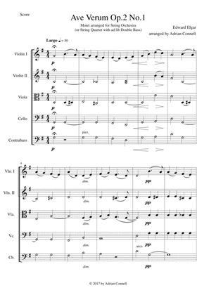 Elgar - Ave Verum Op.1 No.1 arranged for String Orchestra - Score