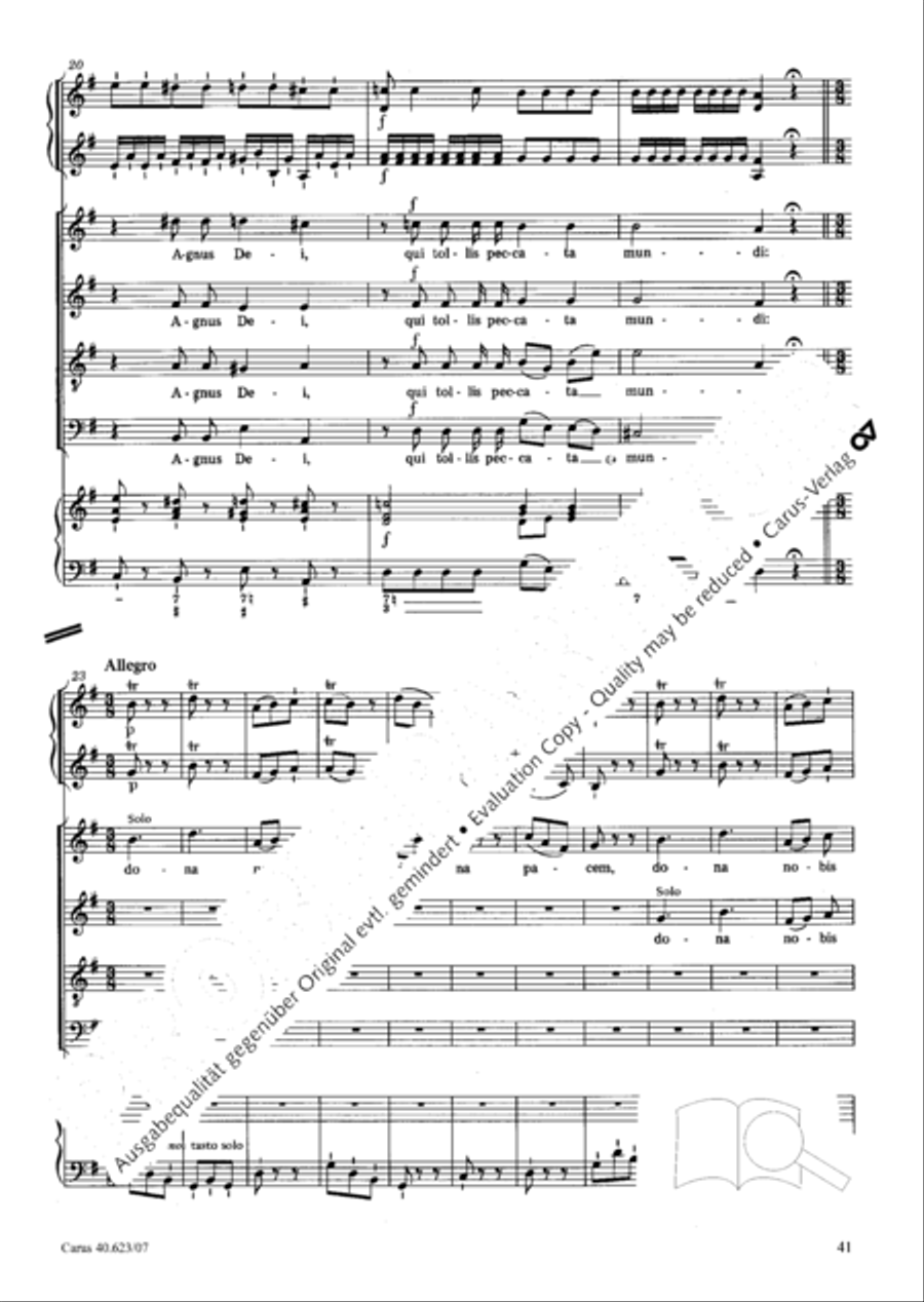 Missa brevis in G major 4-Part scores gallery preview page 42