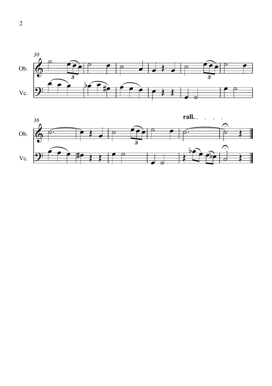 Amazing Grace for Oboe and Cello Duet Oboe scores gallery preview page 2