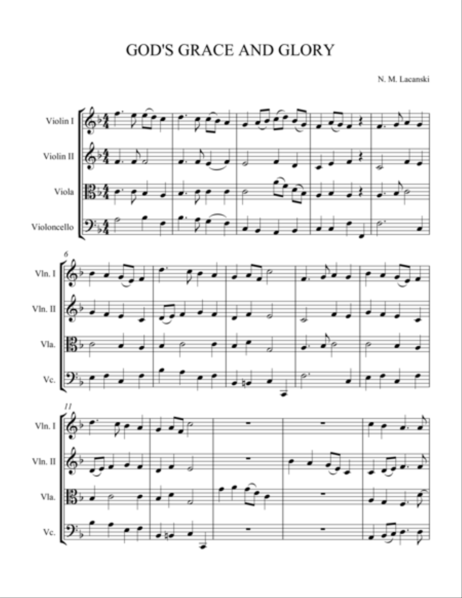 God's Grace and Glory String Quartet scores gallery preview page 1